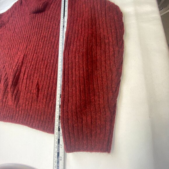 Blue Label Ribbed Knit Sweater Baby Alpaca Wool Shawl Collar Burgundy W L NWOT - Picture 6 of 10